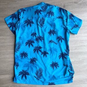 Blue Tropical Print Shirt Retro